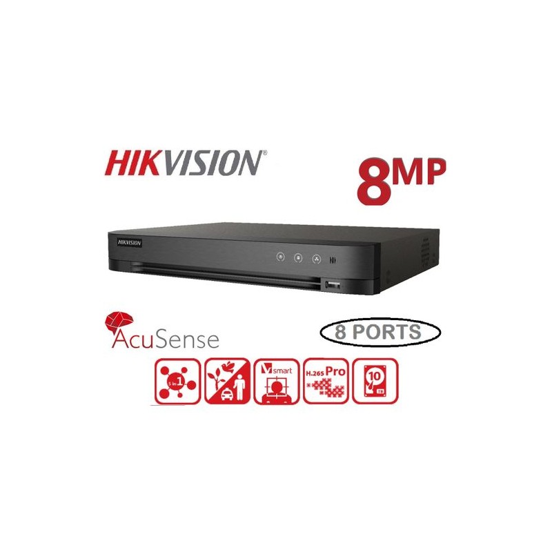 Enregistreur pour 8 Caméra Surveillance HD - XVR 8 Ports -  UP TO 8MP - ACUSENSE