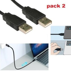 Pack de 2 Cable USB Mâle vers USB Mâle