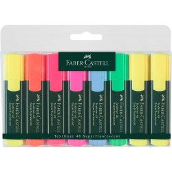 Faber Castell 154862 Lot de 8 surligneurs TEXTLINER 48 Promo (Vert/orange/rose/bleu/rouge/ 3 x jaune) (Import Allemagne)