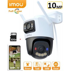 camera surveillance wifi - 10MP ( 2X 5MP ) - Double lense - rotative + carte memoire 32Go