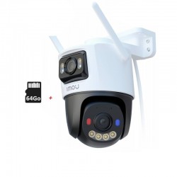 camera surveillance wifi - 10MP ( 2X 5MP ) - Double lense - rotative + carte memoire 64Go