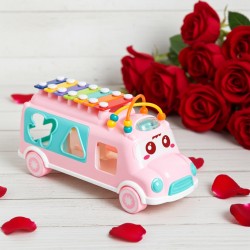 Bus BONDIBON avec xylophone rose trieur jouet 4 en 1