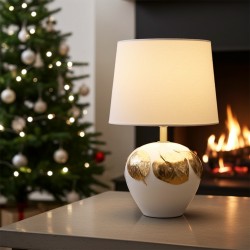 Veilleuse de table 47cm beige patiné/ doré