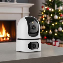 camera surveillance wifi - 10MP ( 2x 5mp ) - interne - Rotative - double lense