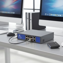 Switcheur réseau informatique  - 8 Ports PoE + 2 Ports rj45 link