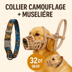 Pack protecteur Collier camouflage + Muselière pour chien