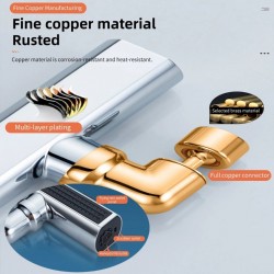 Robinet Pulvérisateur sous pression rotatif multifonctionnel 4 en 1, rallonge d’économie d’eau