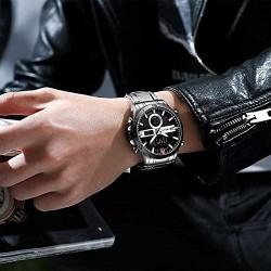 Curren Montre numérique à quartz en acier inoxydable Silver pour homme