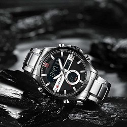Curren Montre numérique à quartz en acier inoxydable Silver pour homme