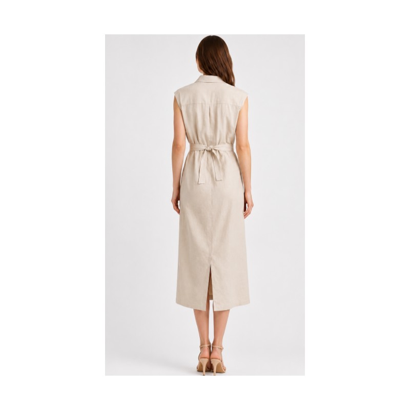 Robe Chemise Longue Kamraya en Lin sans Manches