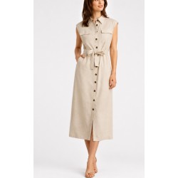Robe Chemise Longue Kamraya en Lin sans Manches