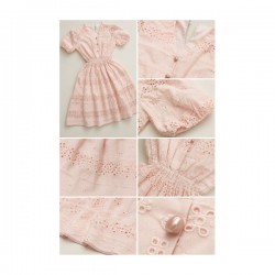 Robe midi poudré en broderie anglaise