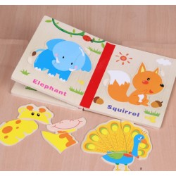 Livre puzzle en bois (thème ANIMAUX)