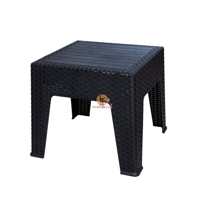Sofpince Table Basse Plastique Rotin - Extérieur & Intérieur - 45*45 cm - Noir