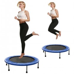 Trampoline Fitness - Mini trampoline pliable 96 cm - sans filet - Bleu