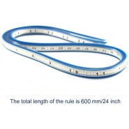 Règle courbe flexible pour travail du bois, règle souple en vinyle, 50 cm (bleu)