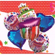 Lot de 5 Ballons Joyeux Anniversaire en Aluminium pour Fournitures de Fête d'Anniversaire