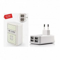 Tete Adaptateur chargeur USB - 4 ports USB AVEC LED - 5000MA