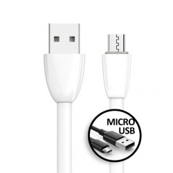 Câble micro - USB - Elastique - Compatible avec Samsung Galaxy - Huawei - blanc