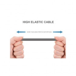Câble type c - Elastique - Compatible avec Xiaomi - Redmi Note 7 - Galaxy S10 - S9 - Noir