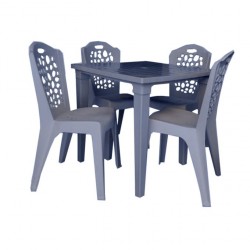 Sofpince Lot de 4 chaises + Table carre - Opera - gris