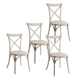 Sofpince Lot de 4 chaises - METALLICA - Grège