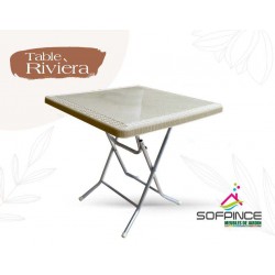 Sofpince Table pliante 85 x 85 cm - Riviera - Grège