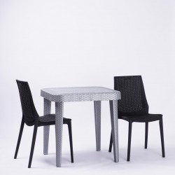 Sofpince 2 chaises noir + table carré gris