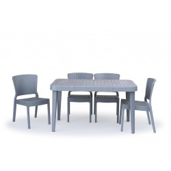 Sofpince Pack table + 4 chaises cross avec accoudoir Grége