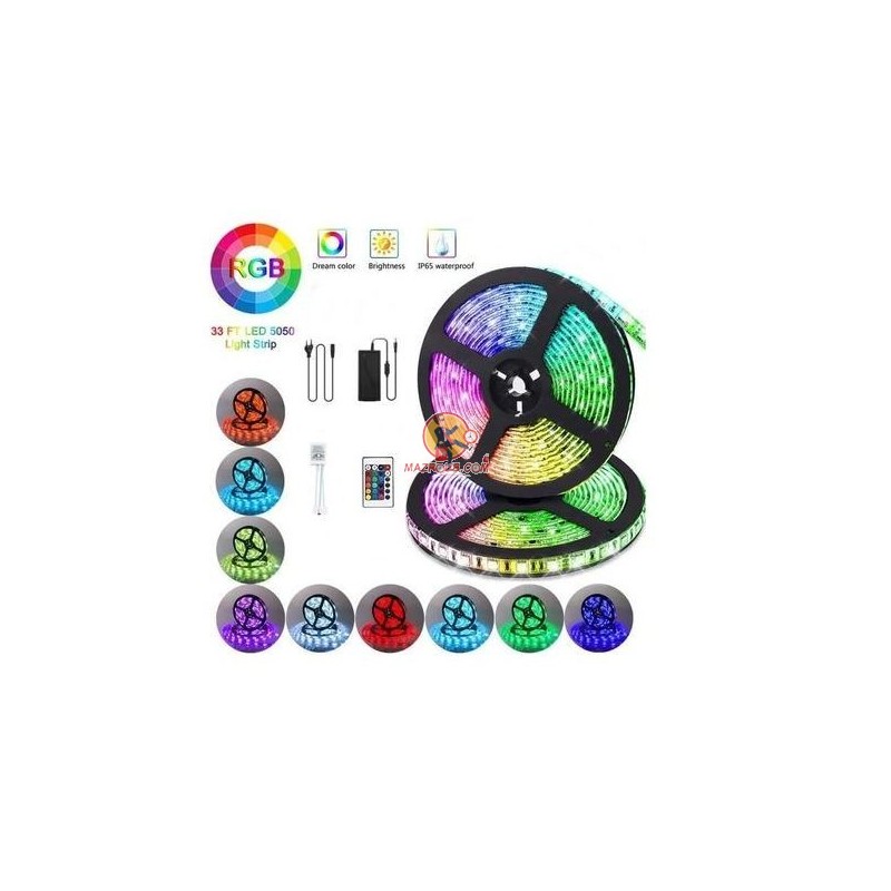 Kit Ruban LED RGB - 16 couleurs - 4 modes - 5m